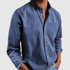 men's long sleeve casual shirt in blue