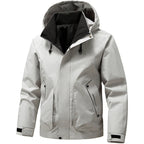 men's long sleeve hooded zip jacket white