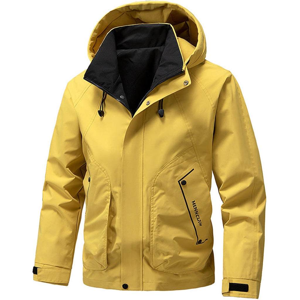 men's long sleeve hooded zip jacket ginger