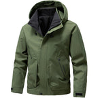 men's long sleeve hooded zip jacket olive green