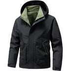 men's long sleeve hooded zip jacket black