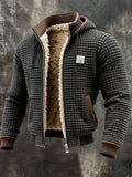 men's long sleeve quilted jacket with pockets in gray
