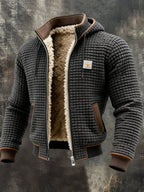 men's long sleeve quilted jacket with pockets in gray