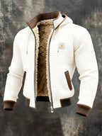 men's long sleeve quilted jacket with pockets in white