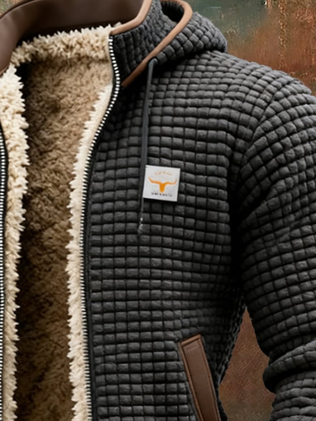 men's long sleeve quilted jacket with pockets