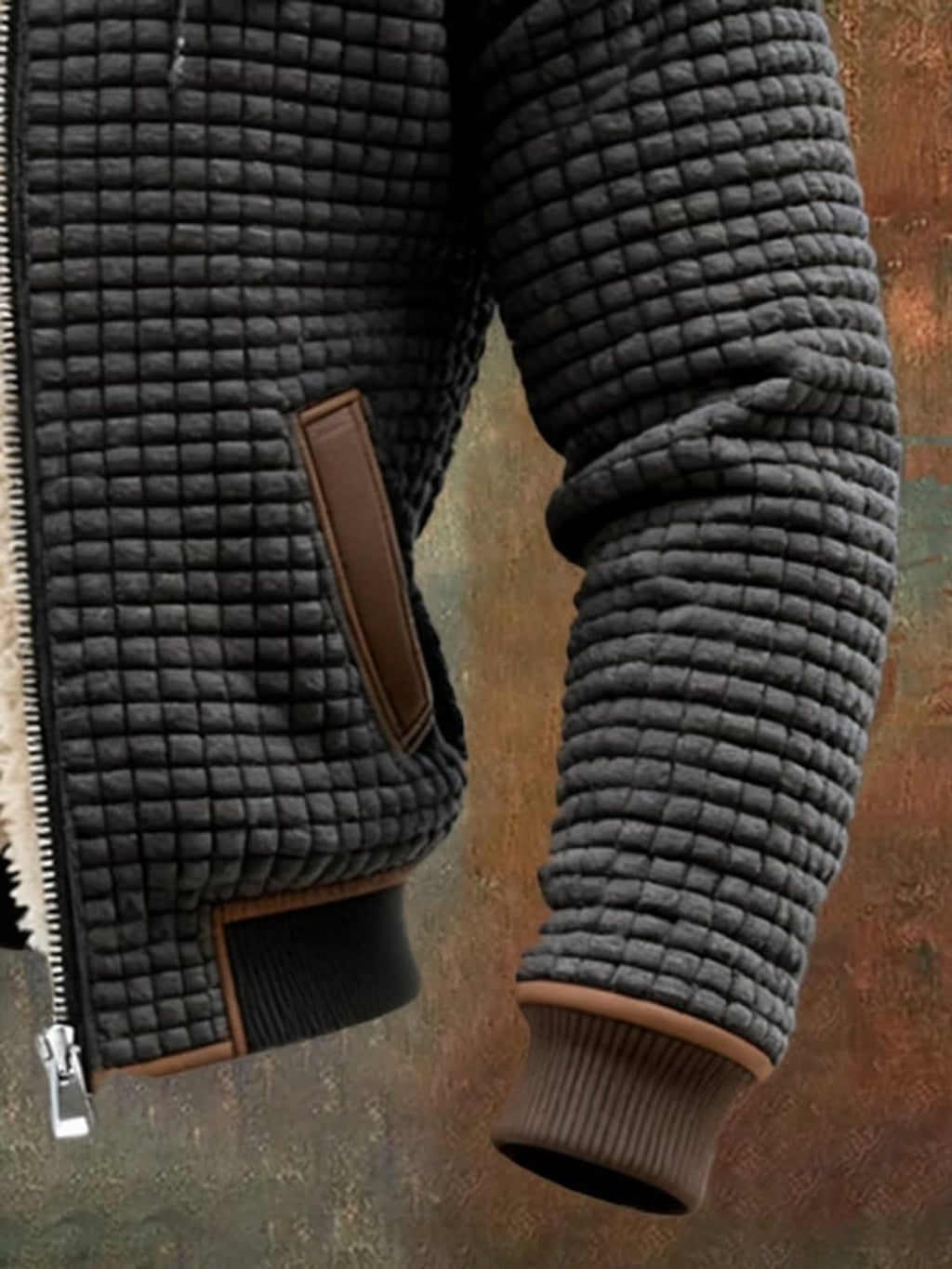 men's long sleeve quilted jacket with pockets