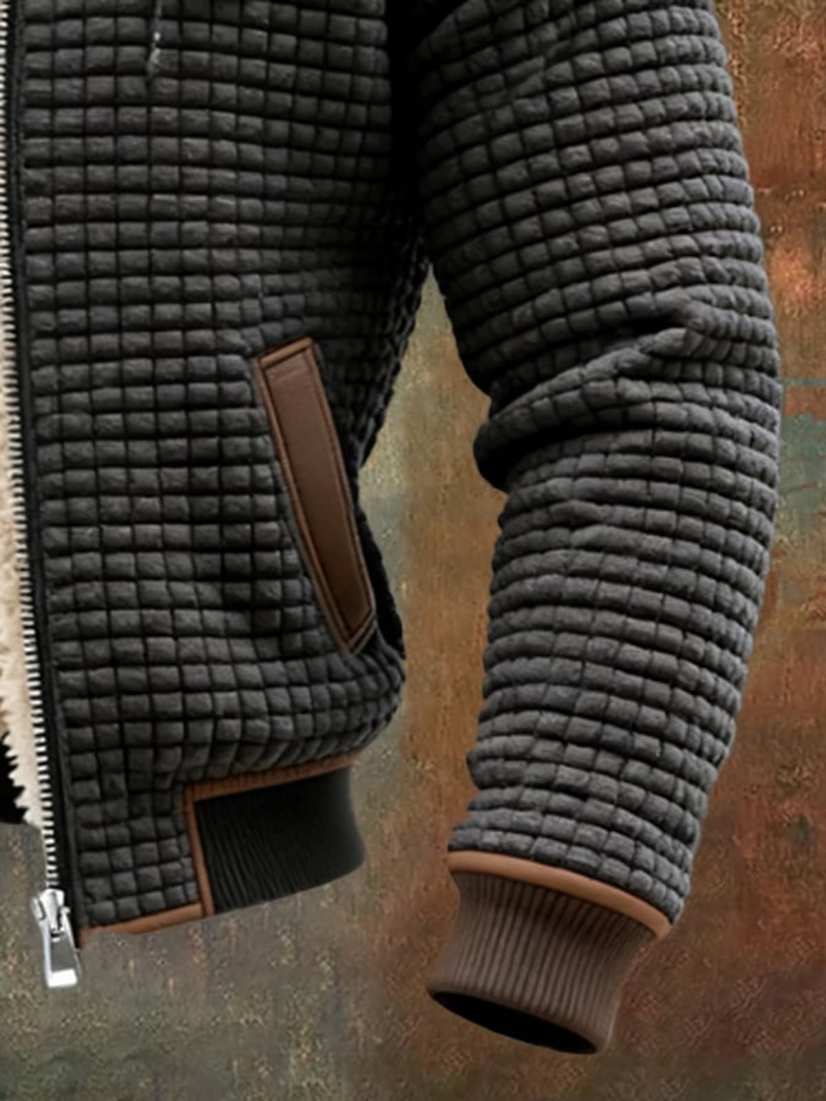 men's long sleeve quilted jacket with pockets