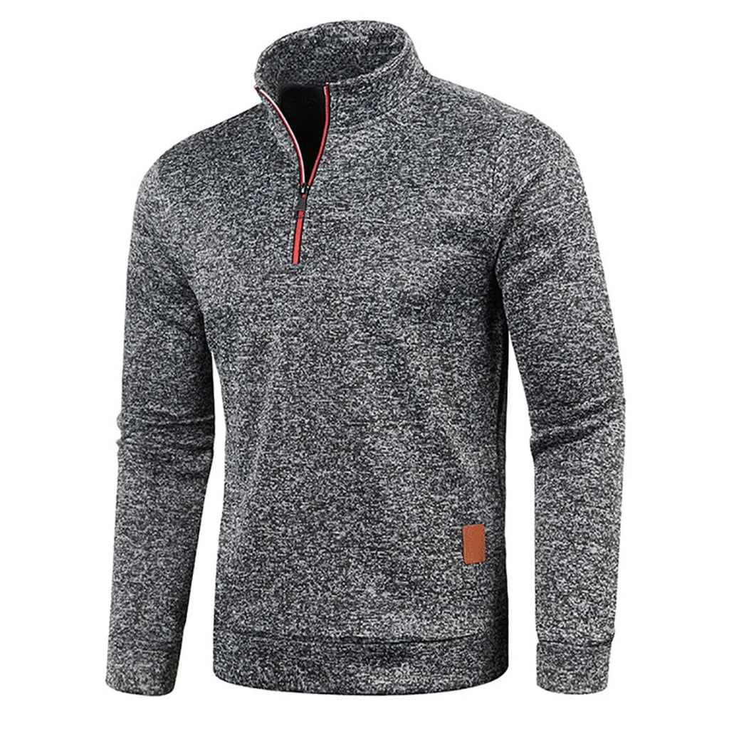 men's long sleeve roll neck pullover in dark gray