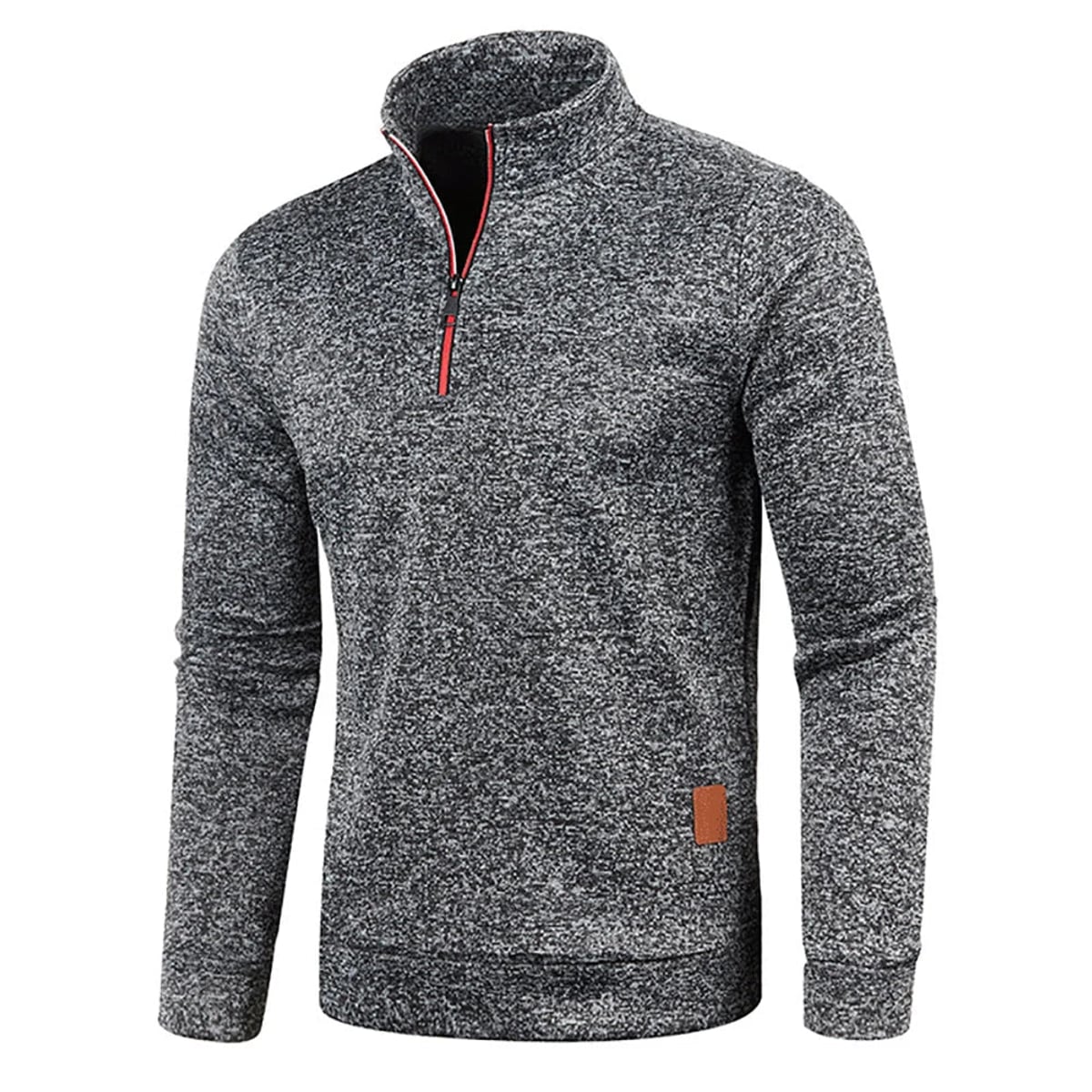 men's long sleeve roll neck pullover in dark gray