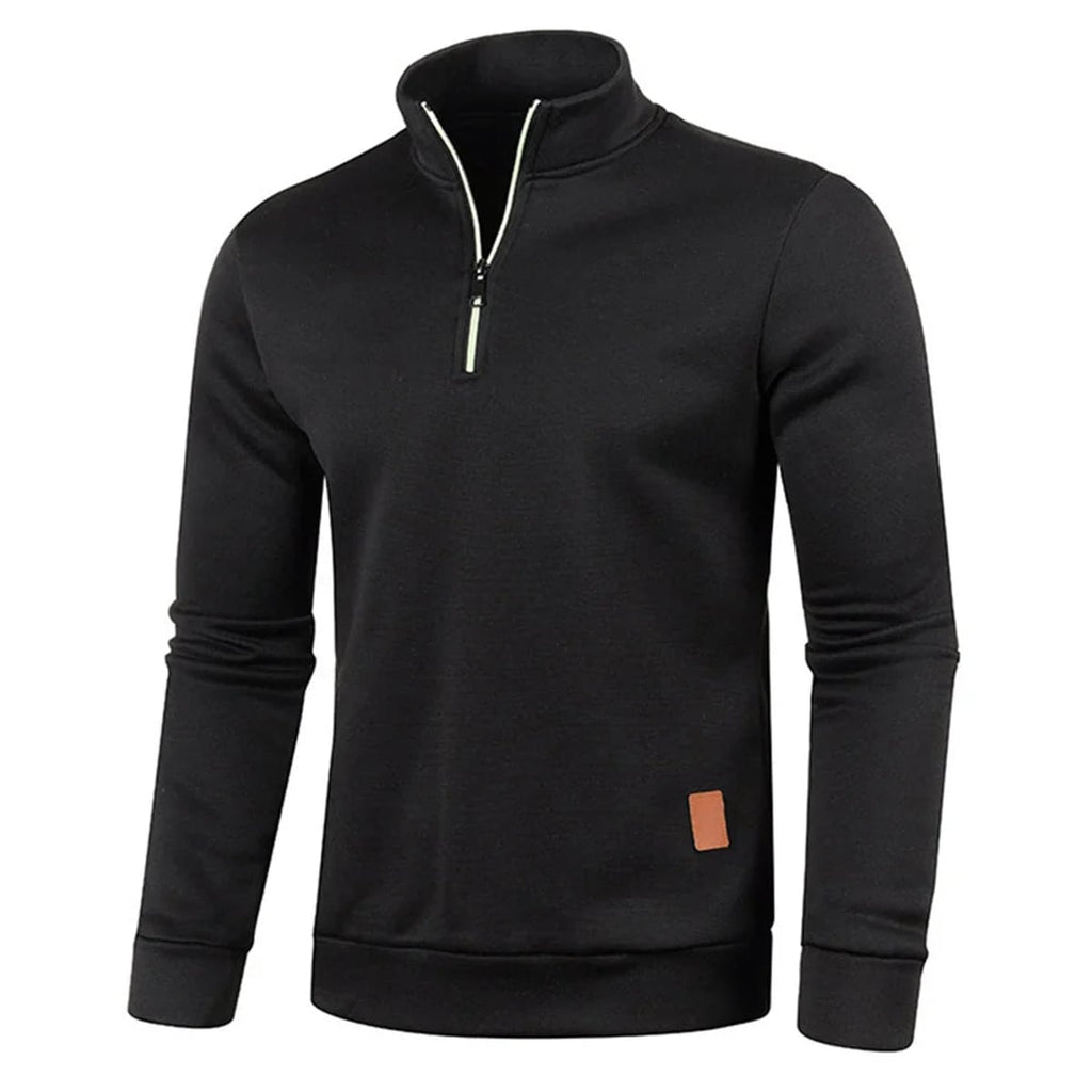 men's long sleeve roll neck pullover in black