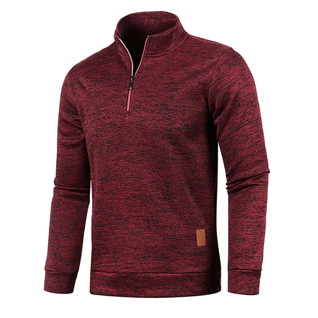 men's long sleeve roll neck pullover in burgundy