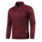 men's long sleeve roll neck pullover in burgundy