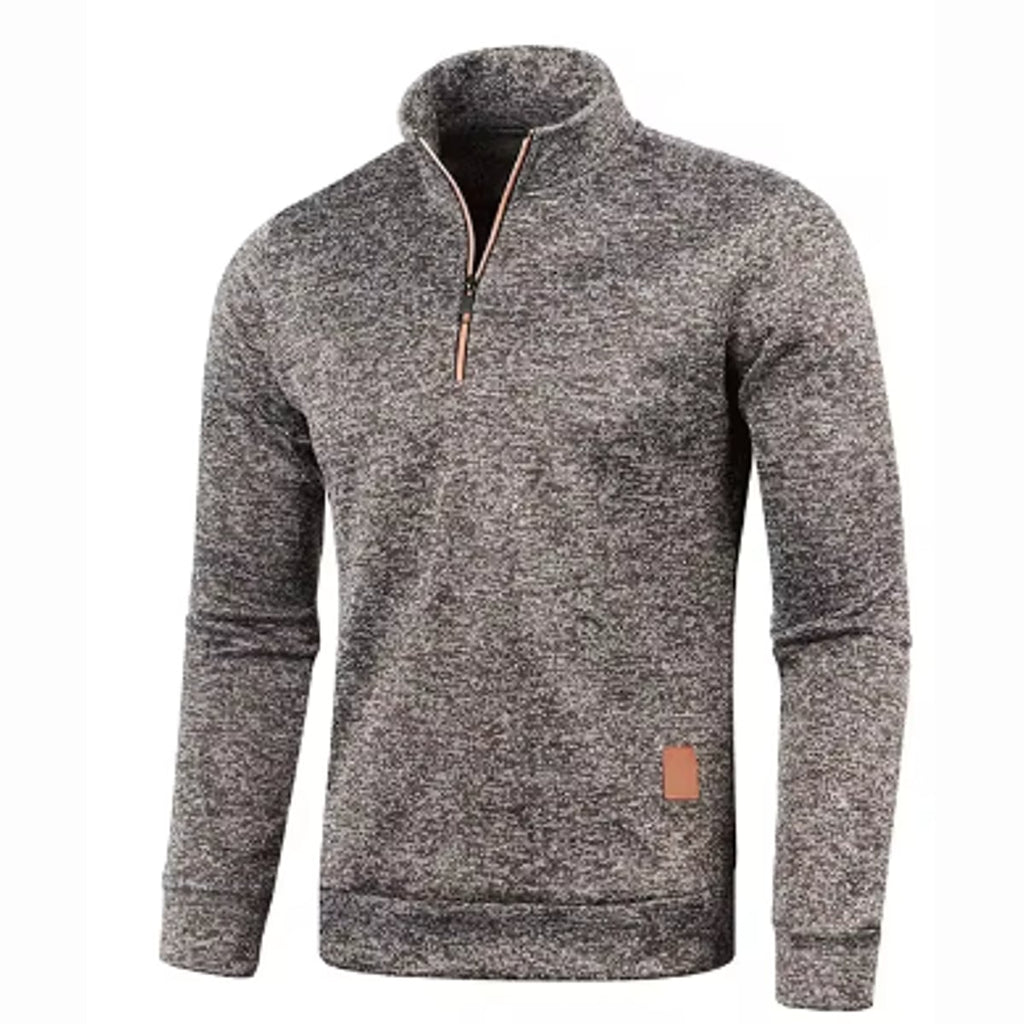 men's long sleeve roll neck pullover in brown