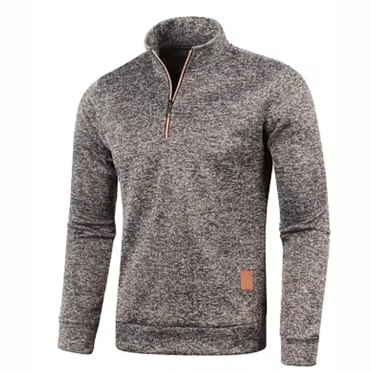 men's long sleeve roll neck pullover in brown