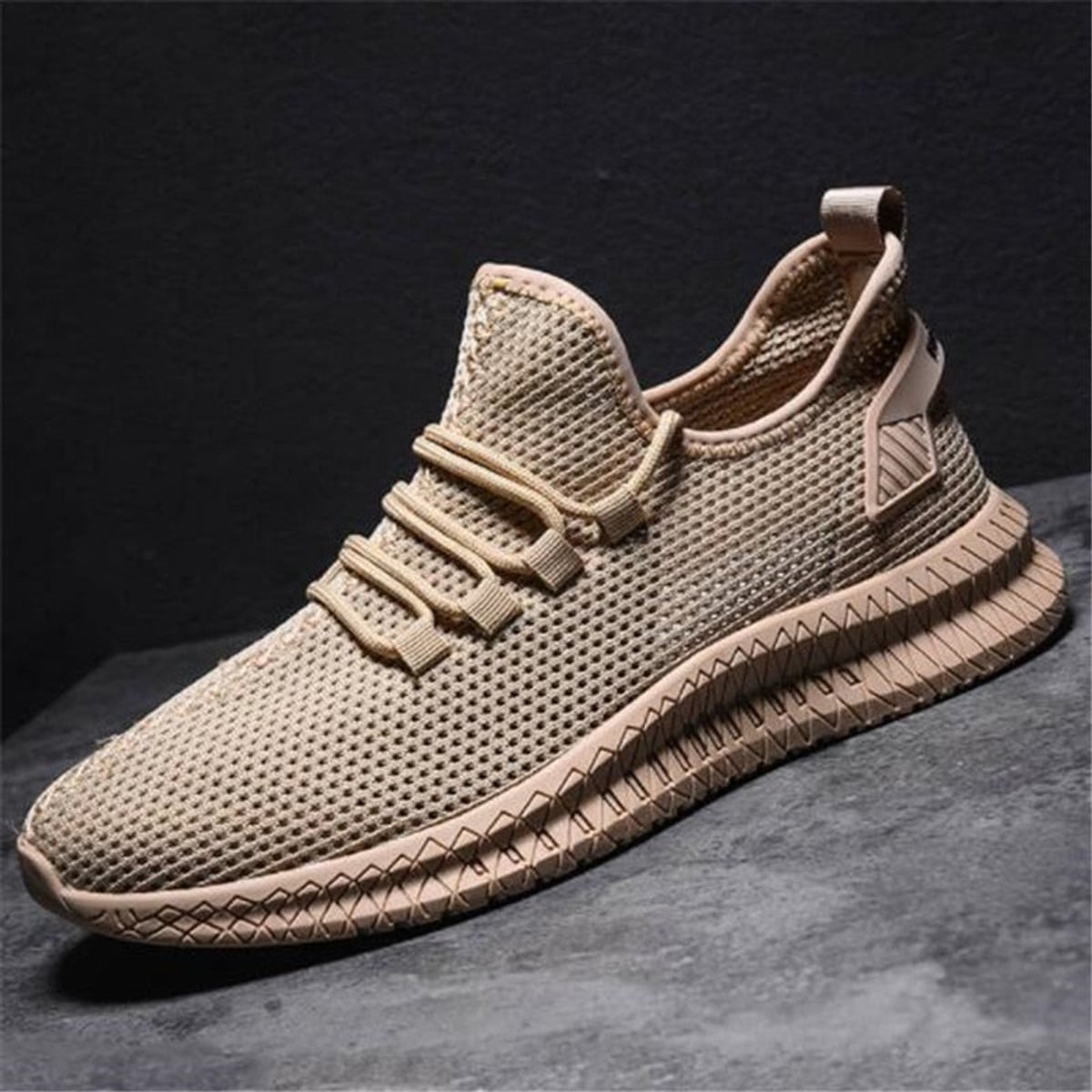 men's mesh athletic sneakers in khaki