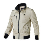 men's military zip-up bomber jacket in khaki