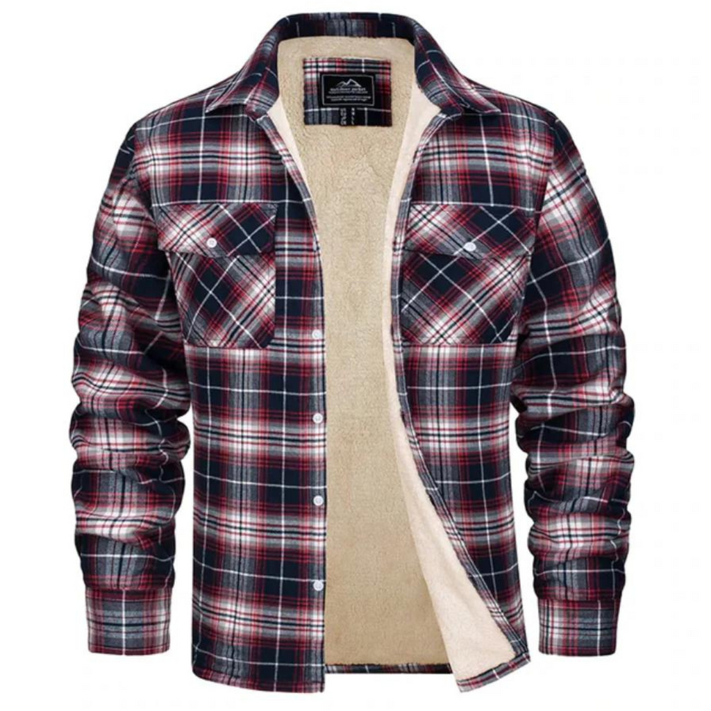 men's oversized hooded check jacket in red for men