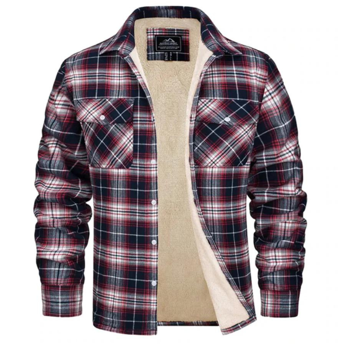 men's oversized hooded check jacket in red for men