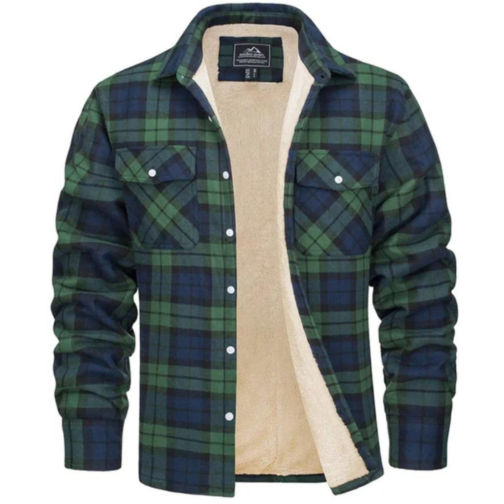 men's oversized hooded check jacket in green for men