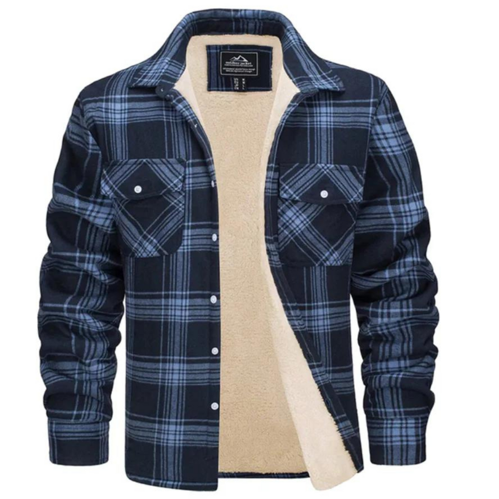 men's oversized hooded check jacket in navy blue for men