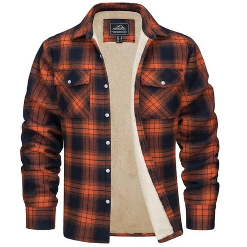 men's oversized hooded check jacket in orange for men