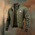 men's quilted bomber jacket stand collar in green