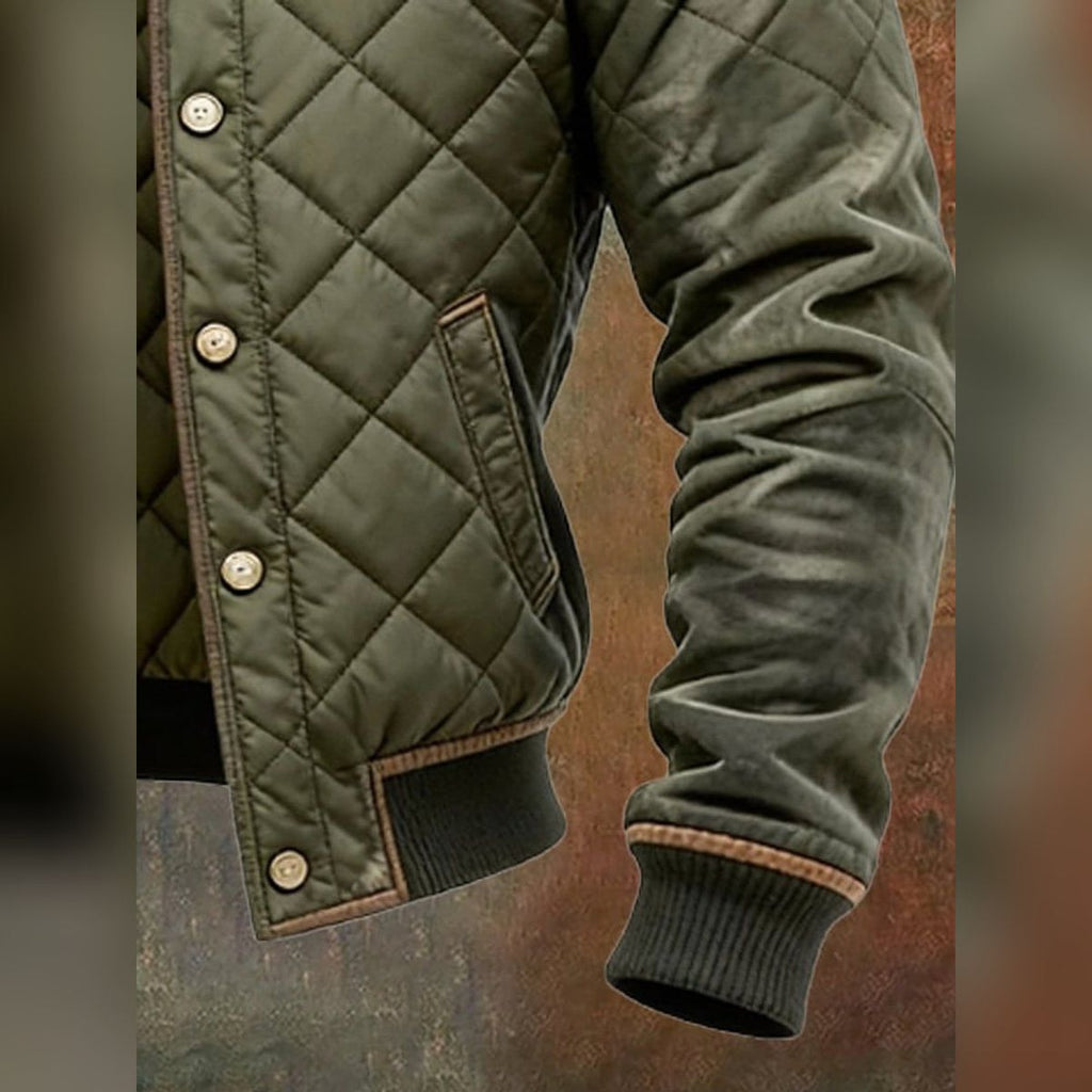 men's quilted bomber jacket stand collar