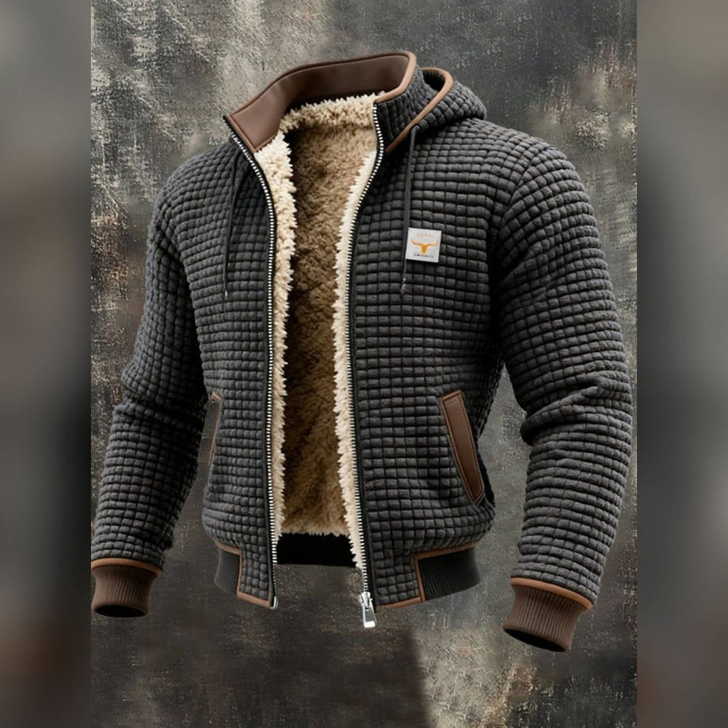 men's quilted hooded full-zip jacket in gray
