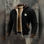 men's quilted hooded full-zip jacket in black