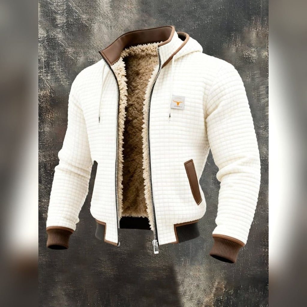 men's quilted hooded full-zip jacket in white