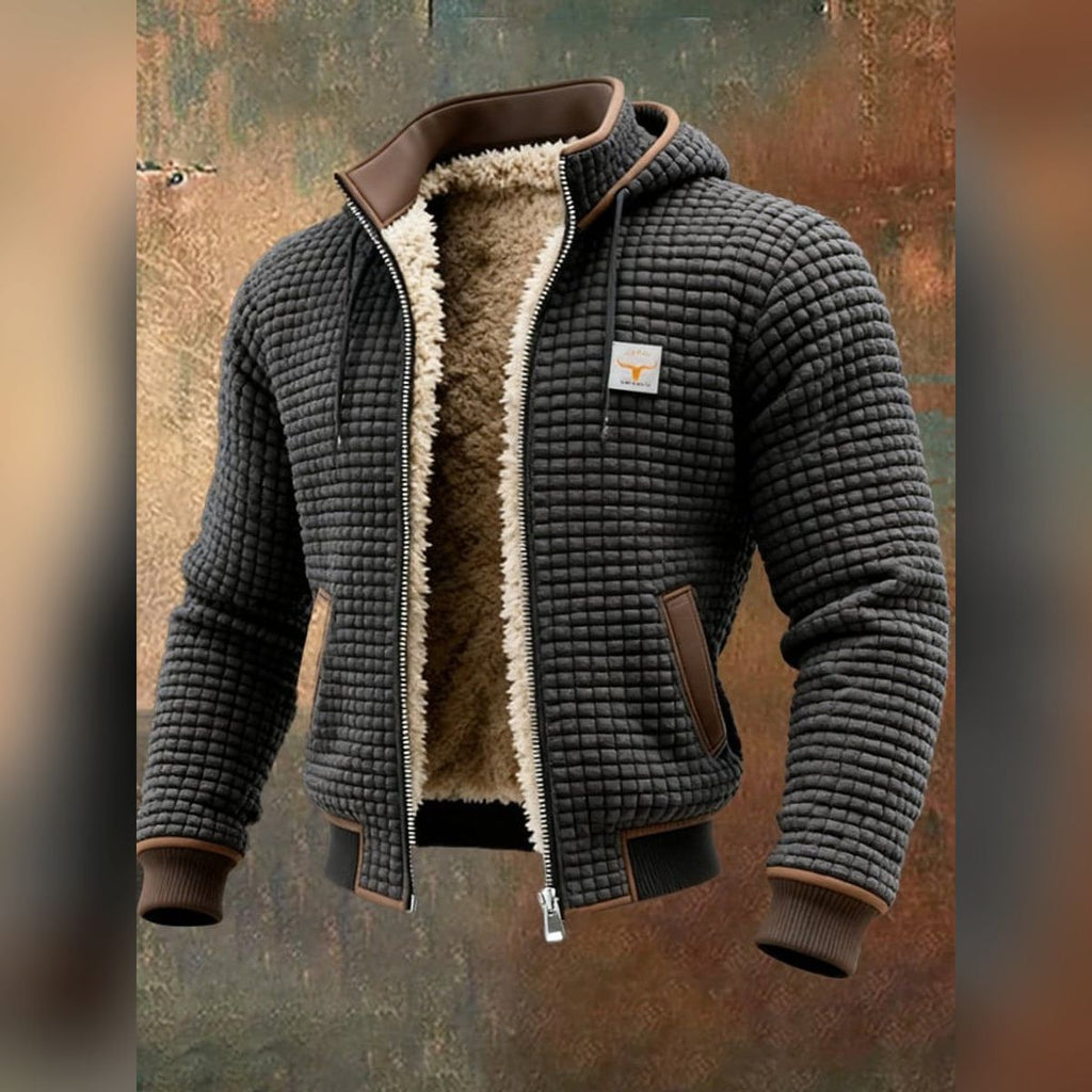 men's quilted hooded full-zip jacket