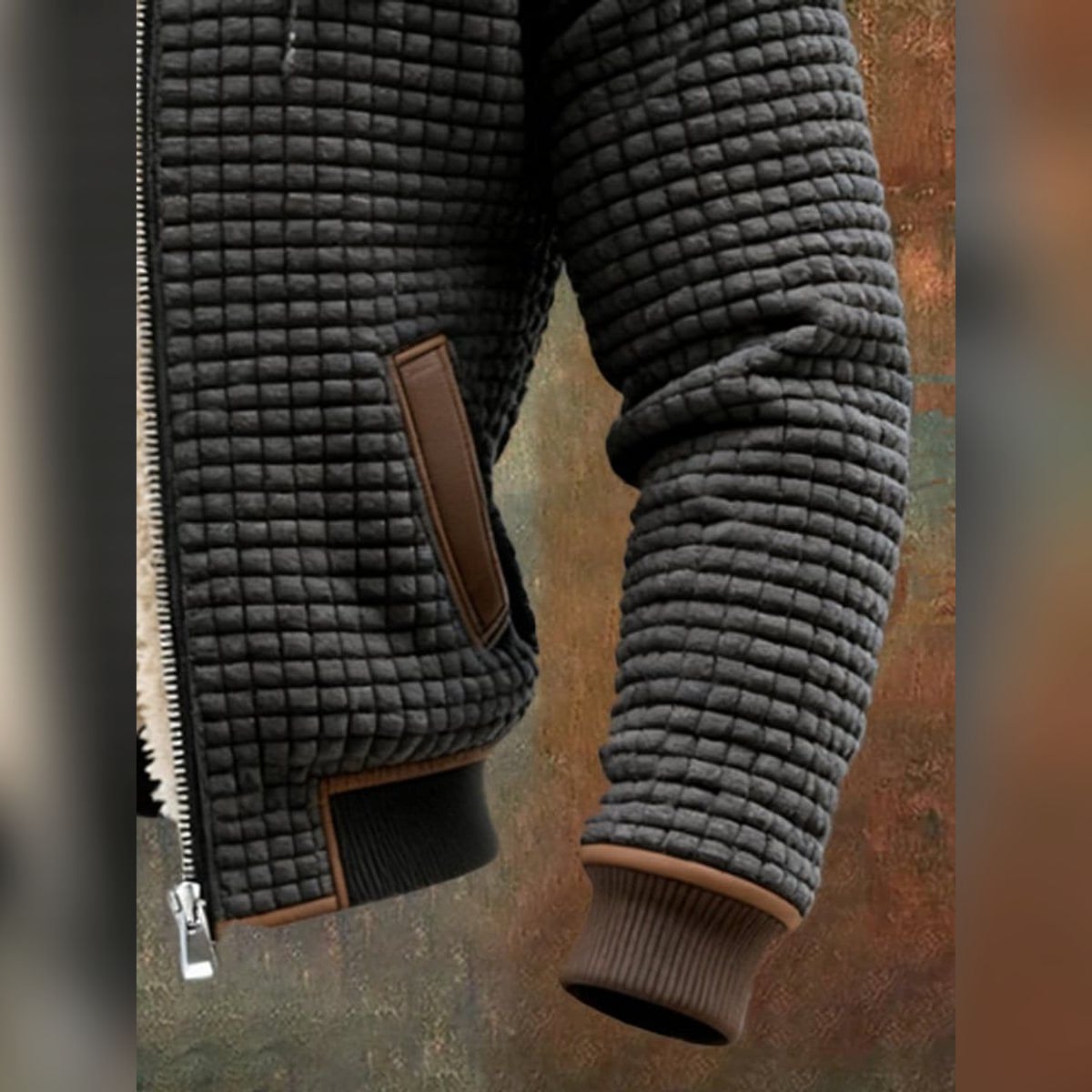 men's quilted hooded full-zip jacket