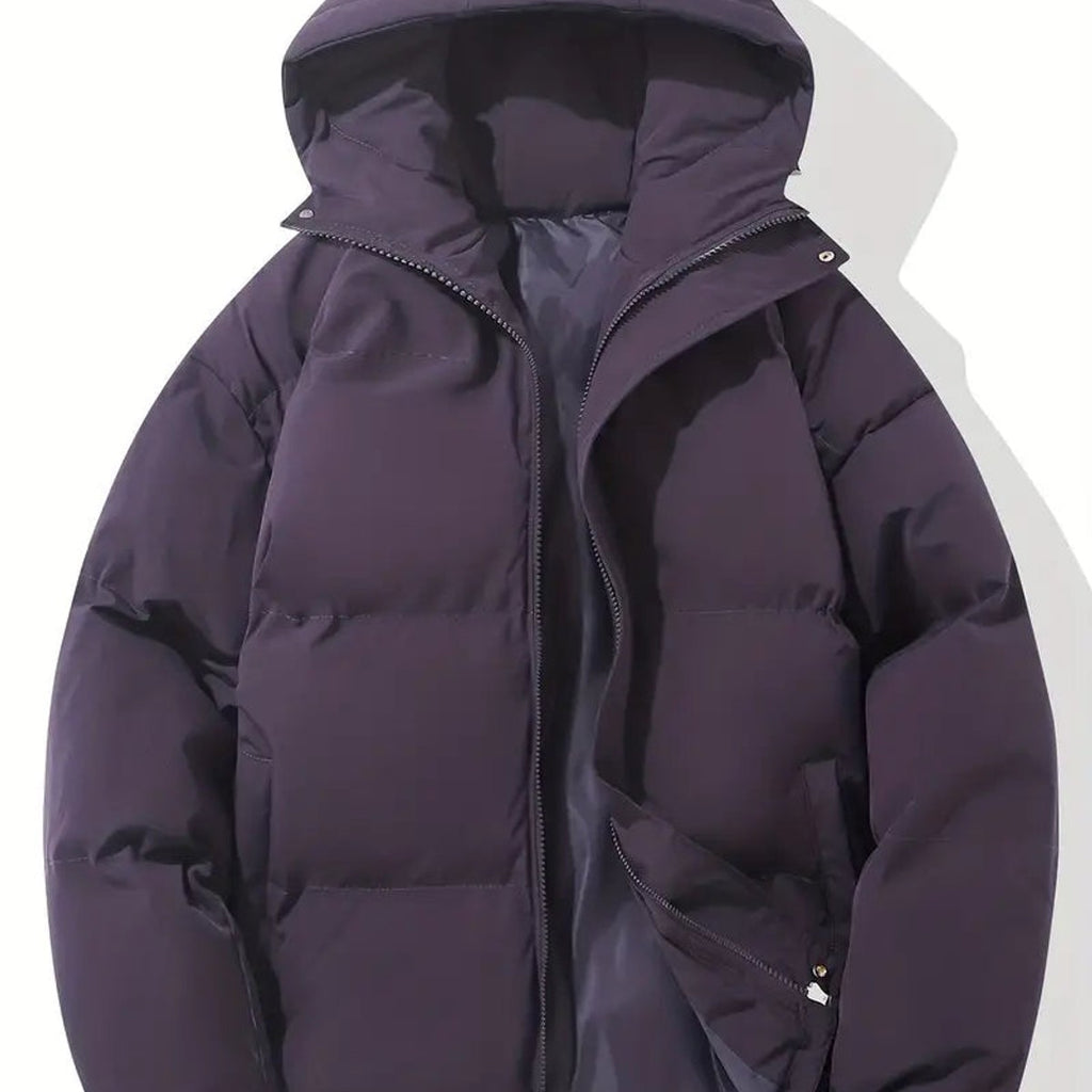 women's quilted puffer jacket in purple