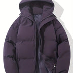 women's quilted puffer jacket in purple