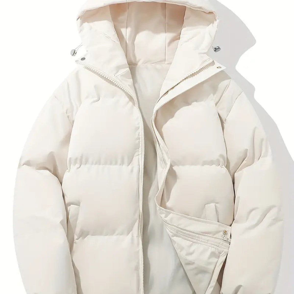 women's quilted puffer jacket in beige