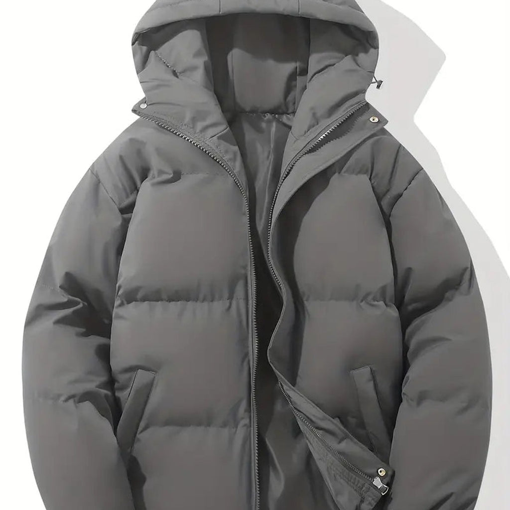women's quilted puffer jacket in dark grey