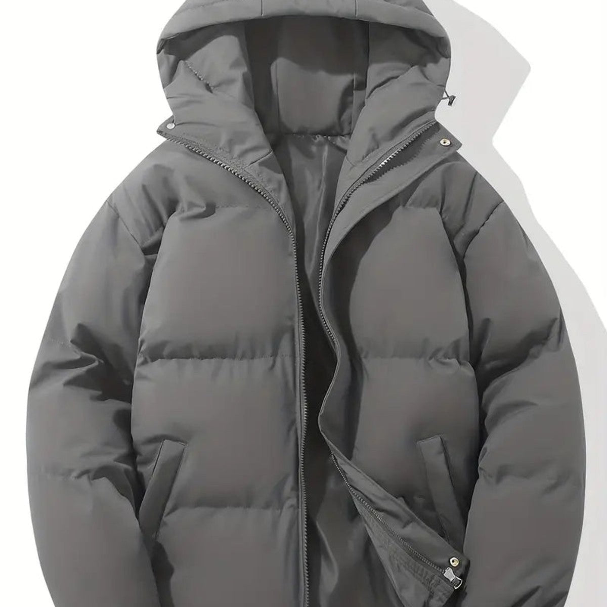 women's quilted puffer jacket in dark grey