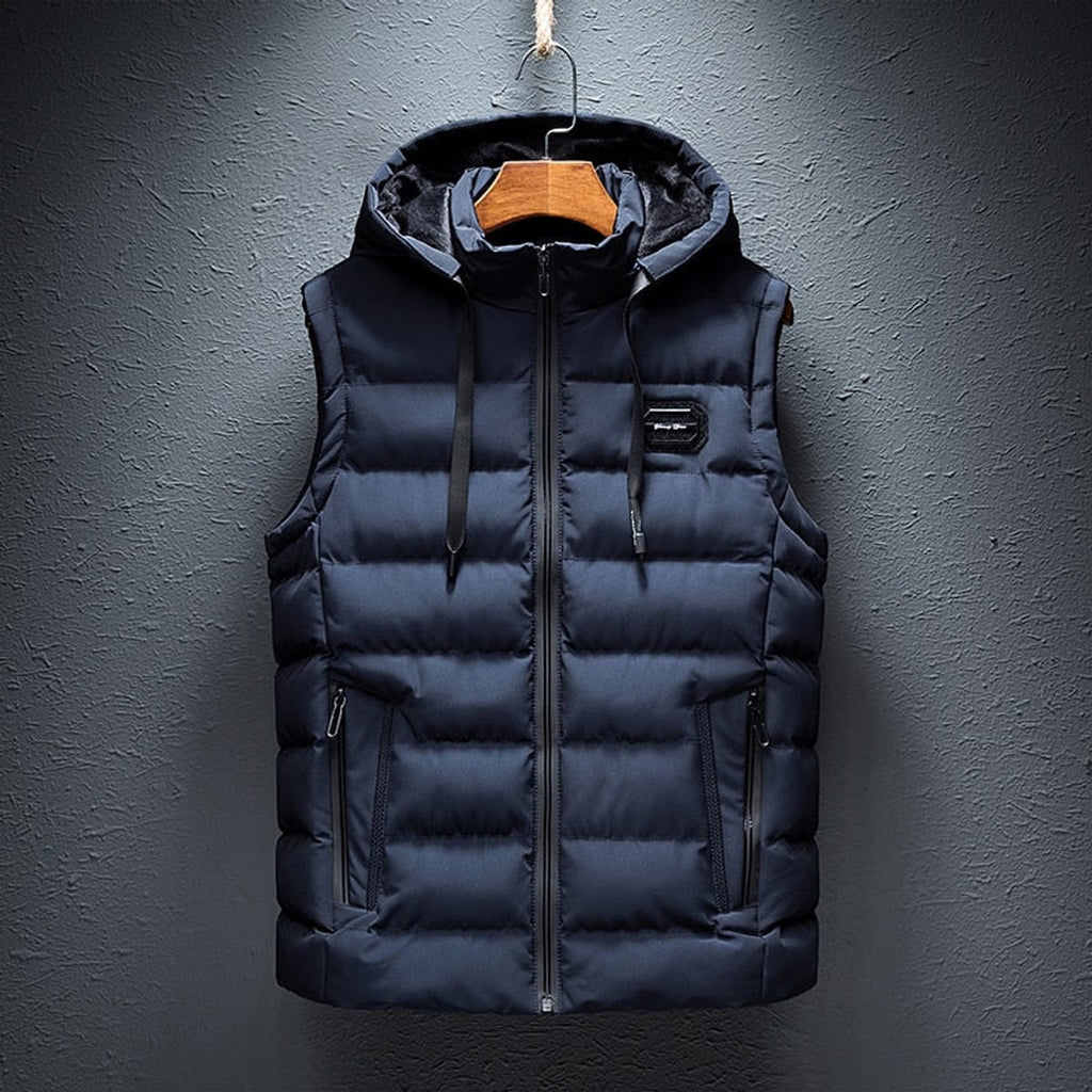 men's quilted thermal vest in blue
