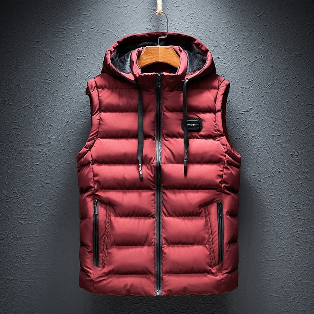 men's quilted thermal vest in red