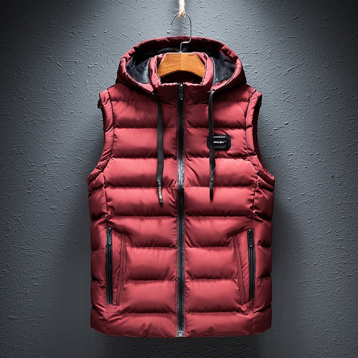 men's quilted thermal vest in red