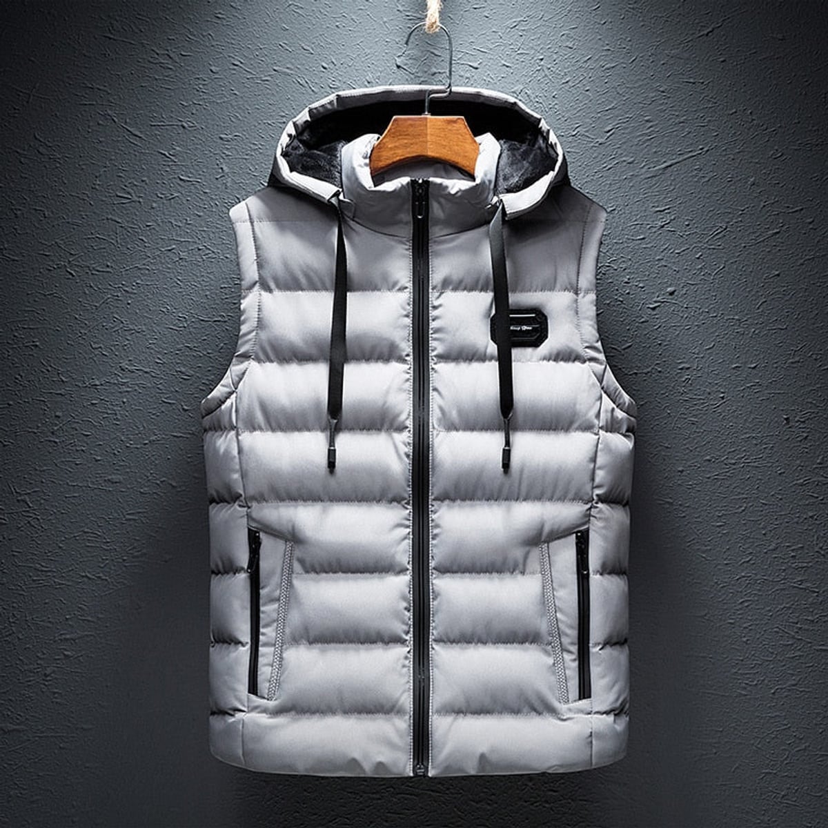 men's quilted thermal vest in light gray