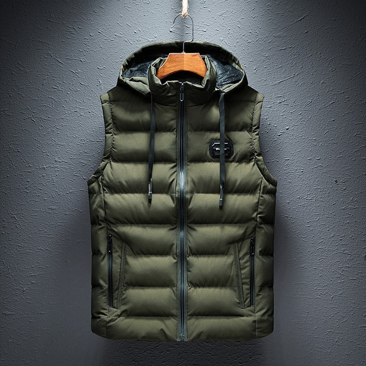men's quilted thermal vest in green