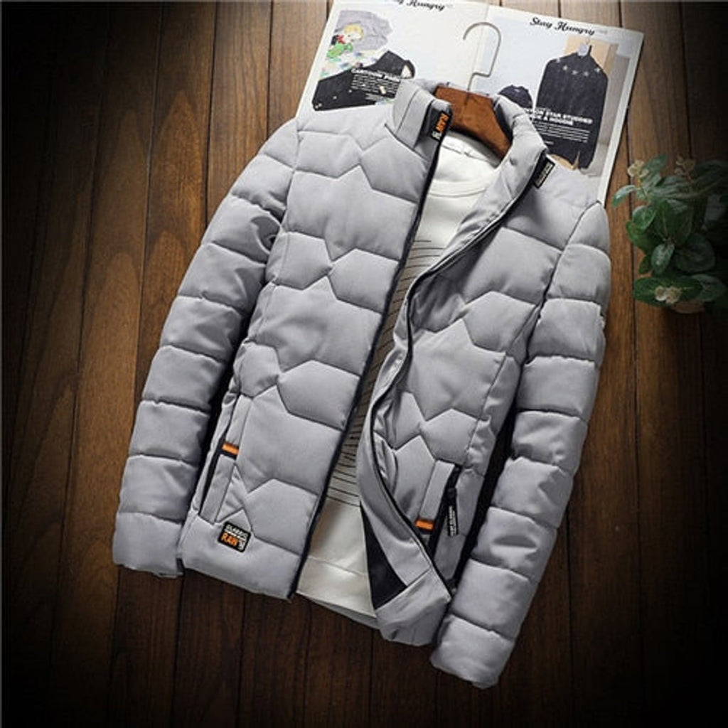 men's quilted zip-up jacket in gray