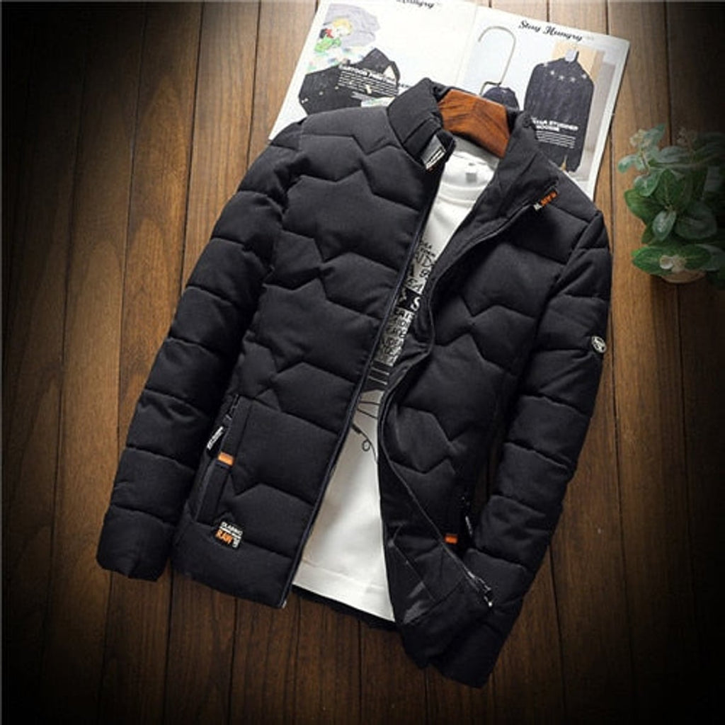 men's quilted zip-up jacket in black
