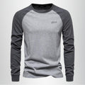 men's raglan long sleeve crew neck shirt in gray
