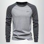 men's raglan long sleeve crew neck shirt in gray