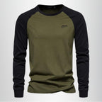 men's raglan long sleeve crew neck shirt in green