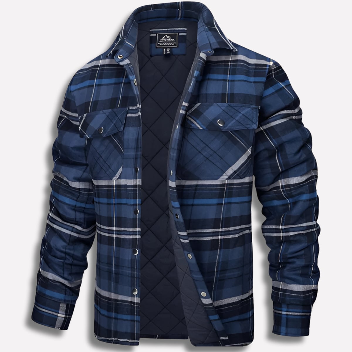 men's relaxed fit checked lumberjack shirt in navy blue
