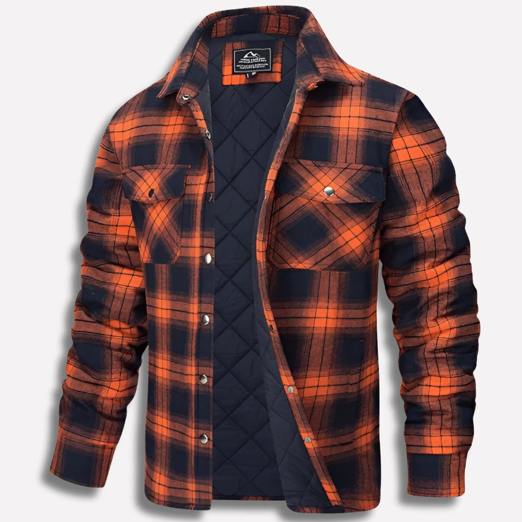 men's relaxed fit checked lumberjack shirt in orange