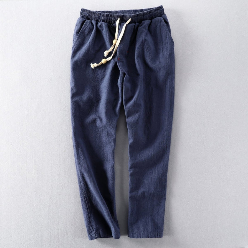 men's relaxed fit drawstring trousers in blue